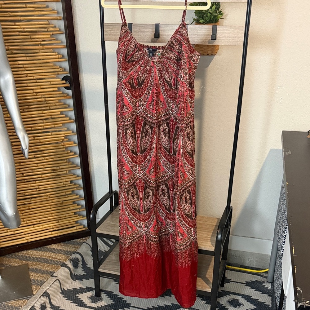 Women GAP Red and Black Patterned Maxi Dress size 20 maxi ajustable straps